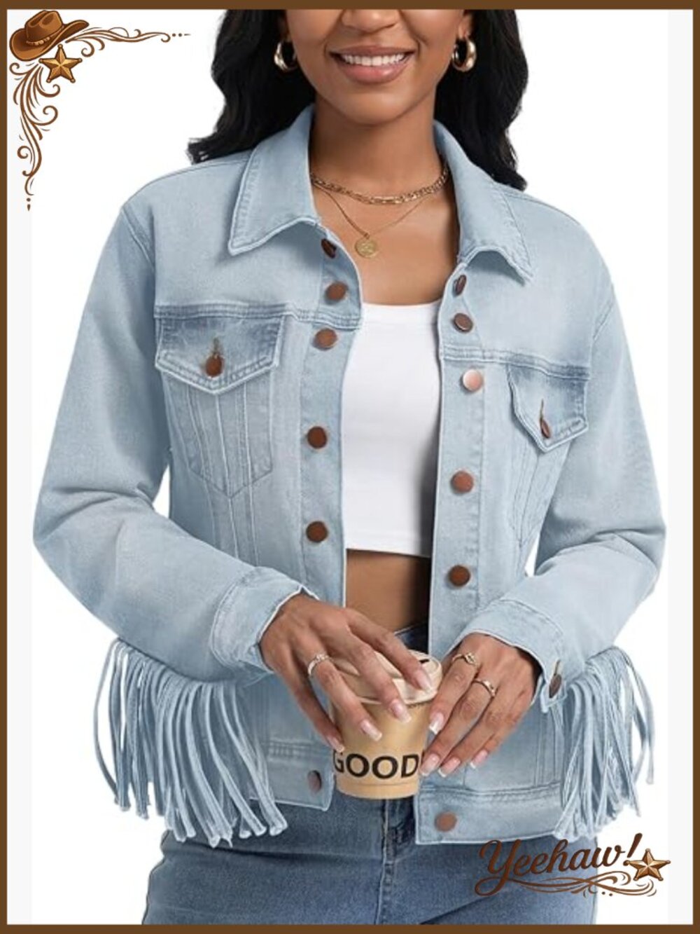 Women's Stretch Fitted Casual Vintage Denim Jacket Long Sleeve - Picture 1 of 6